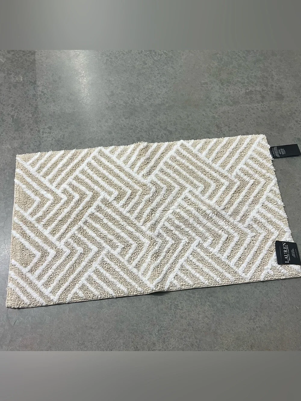 Lauren Ralph Lauren Geometric Chevron Neutral Cotton Bath Rug
